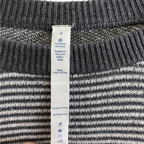 Lululemon Devi crew gray heathered striped cotton sweater - Picture 7 of 8